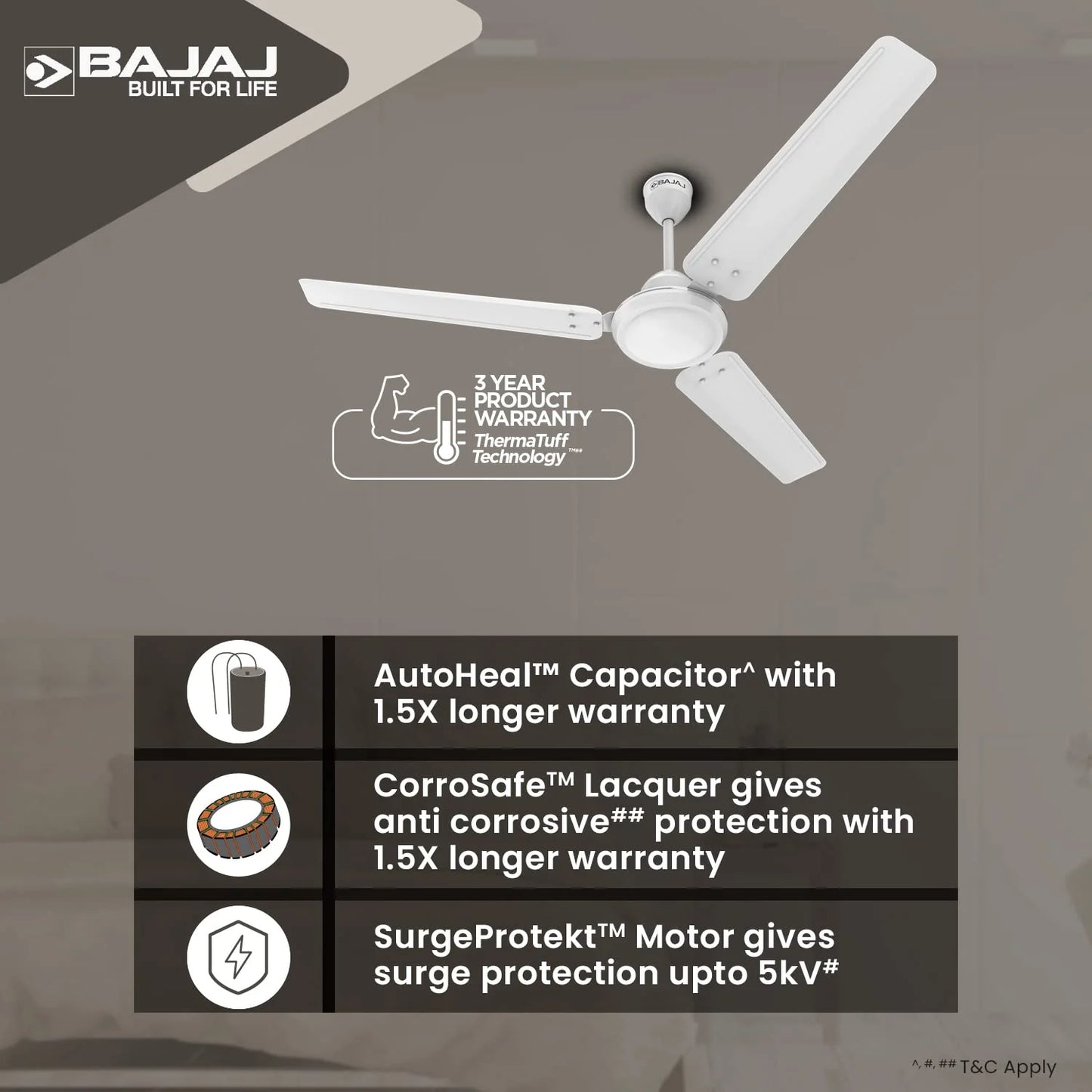 Durato 12S1 White Bajaj Celling Fan