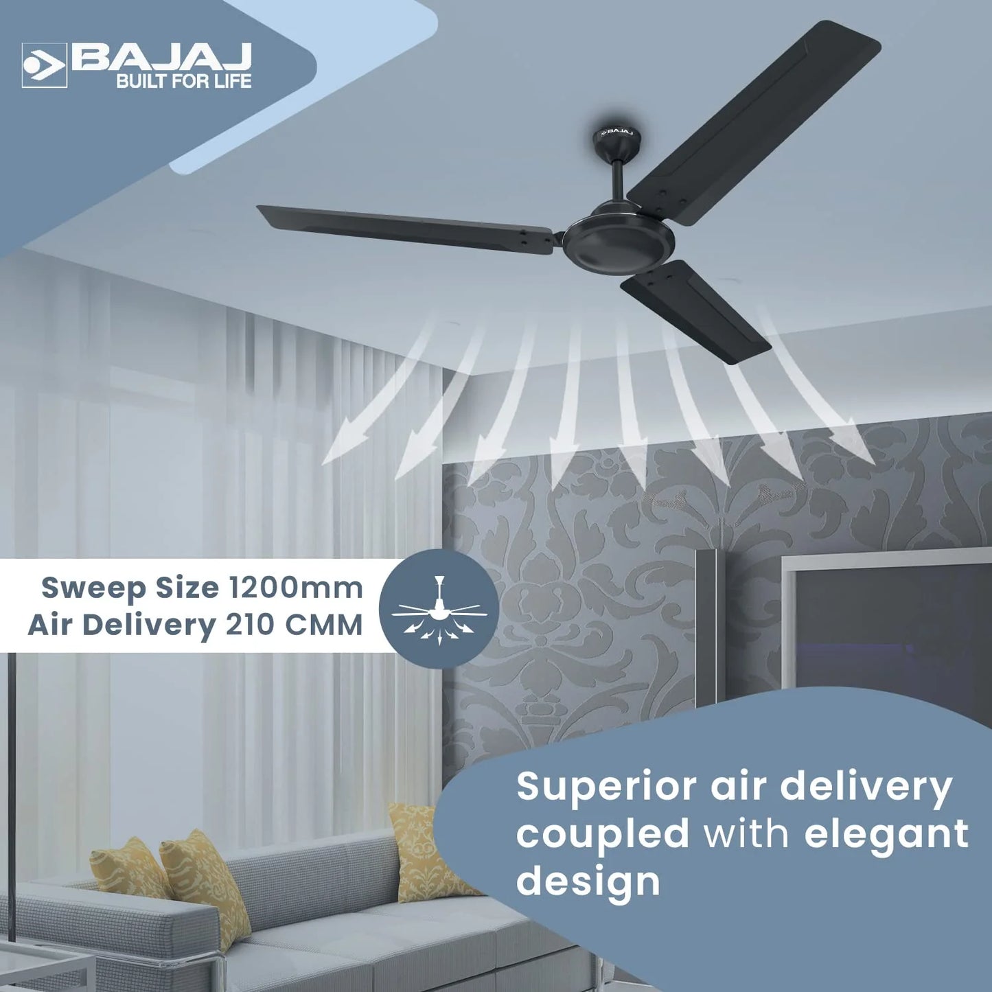 Durato 12S1 Coal Mine Grey Bajaj Celling Fan