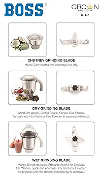 Boss mixer-grinder 750-watt+3 Jar