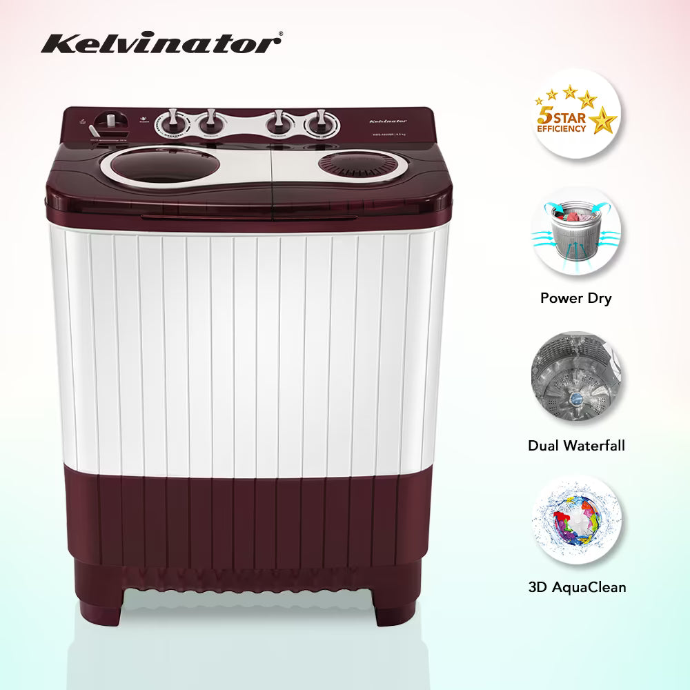 Kelvinator 8.5 Kg Semi-Automatic Top-Loading Washing Machine (Model: KWS-A850BR)