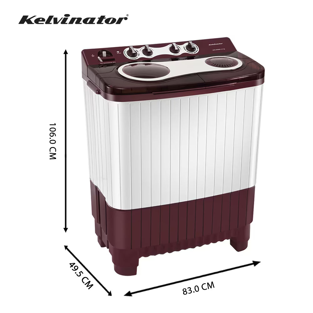 Kelvinator 8.5 Kg Semi-Automatic Top-Loading Washing Machine (Model: KWS-A850BR)