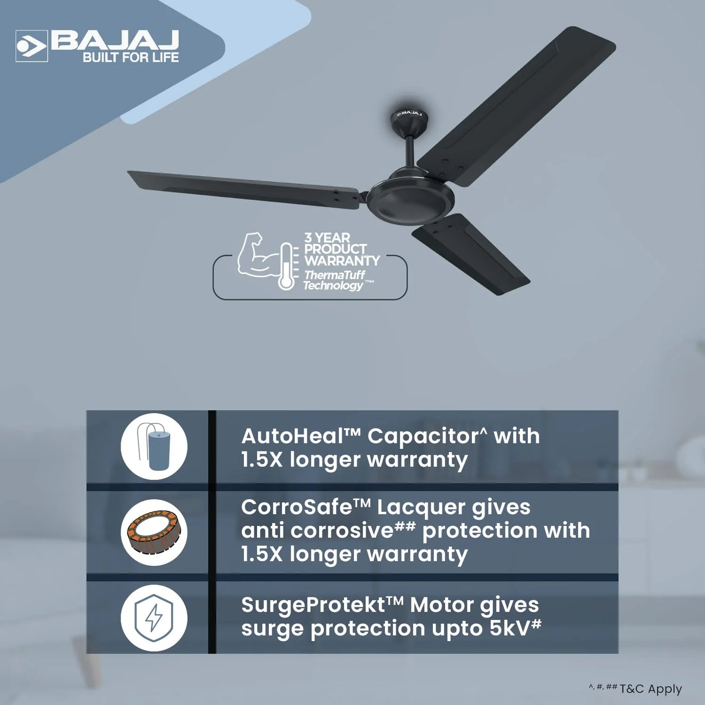 Durato 12S1 Coal Mine Grey Bajaj Celling Fan
