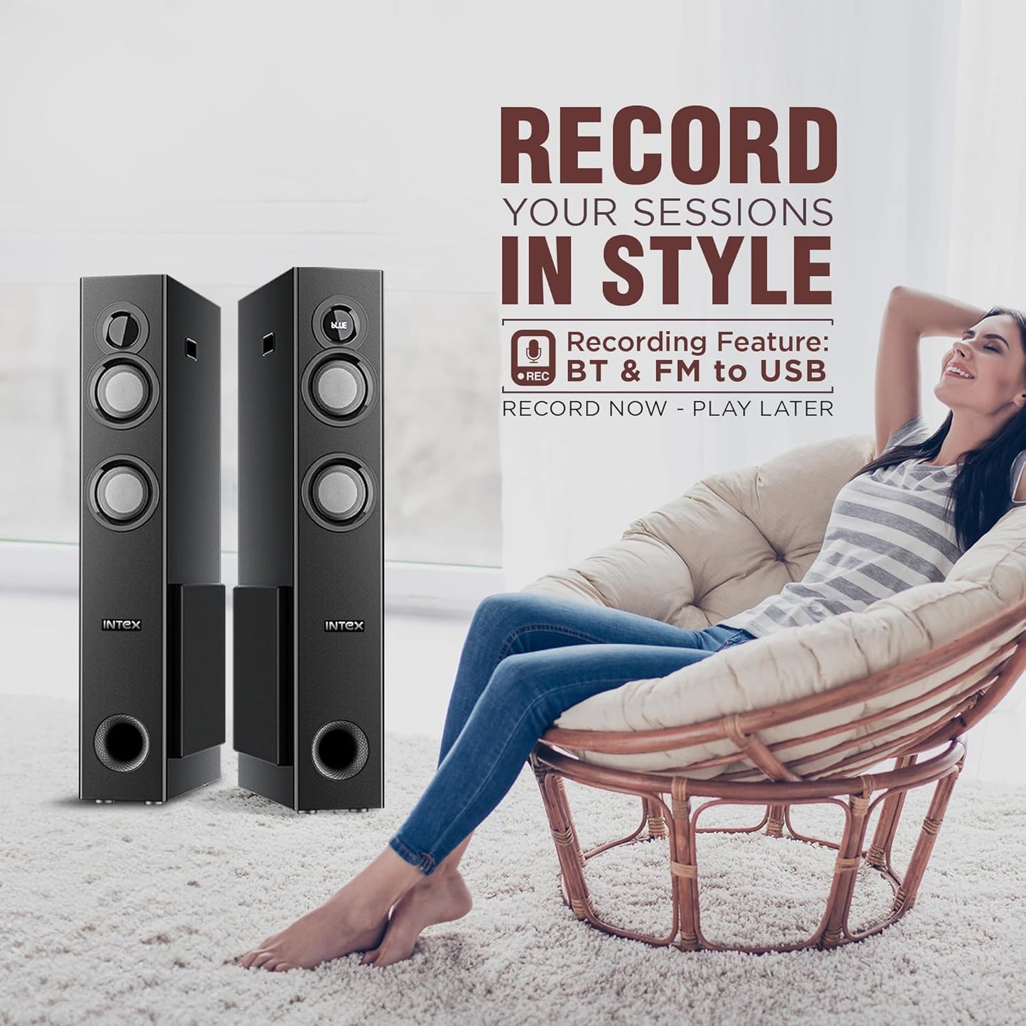 Intex 1500-D Multimedia 150 Watt Bluetooth Tower Speaker
