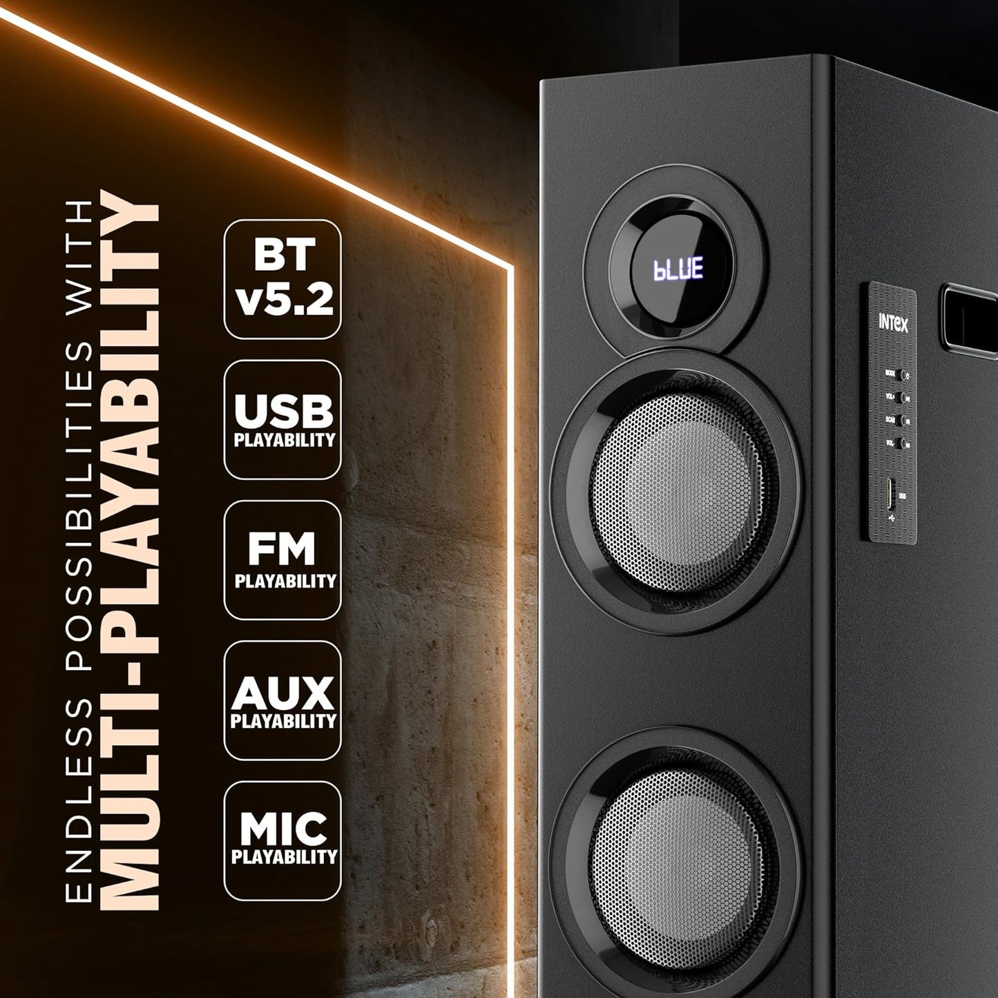 Intex 1500-D Multimedia 150 Watt Bluetooth Tower Speaker
