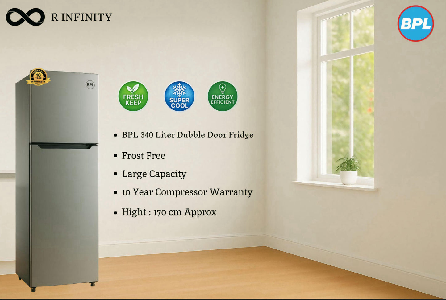 BPL 340L 3600AVGJ Fridge