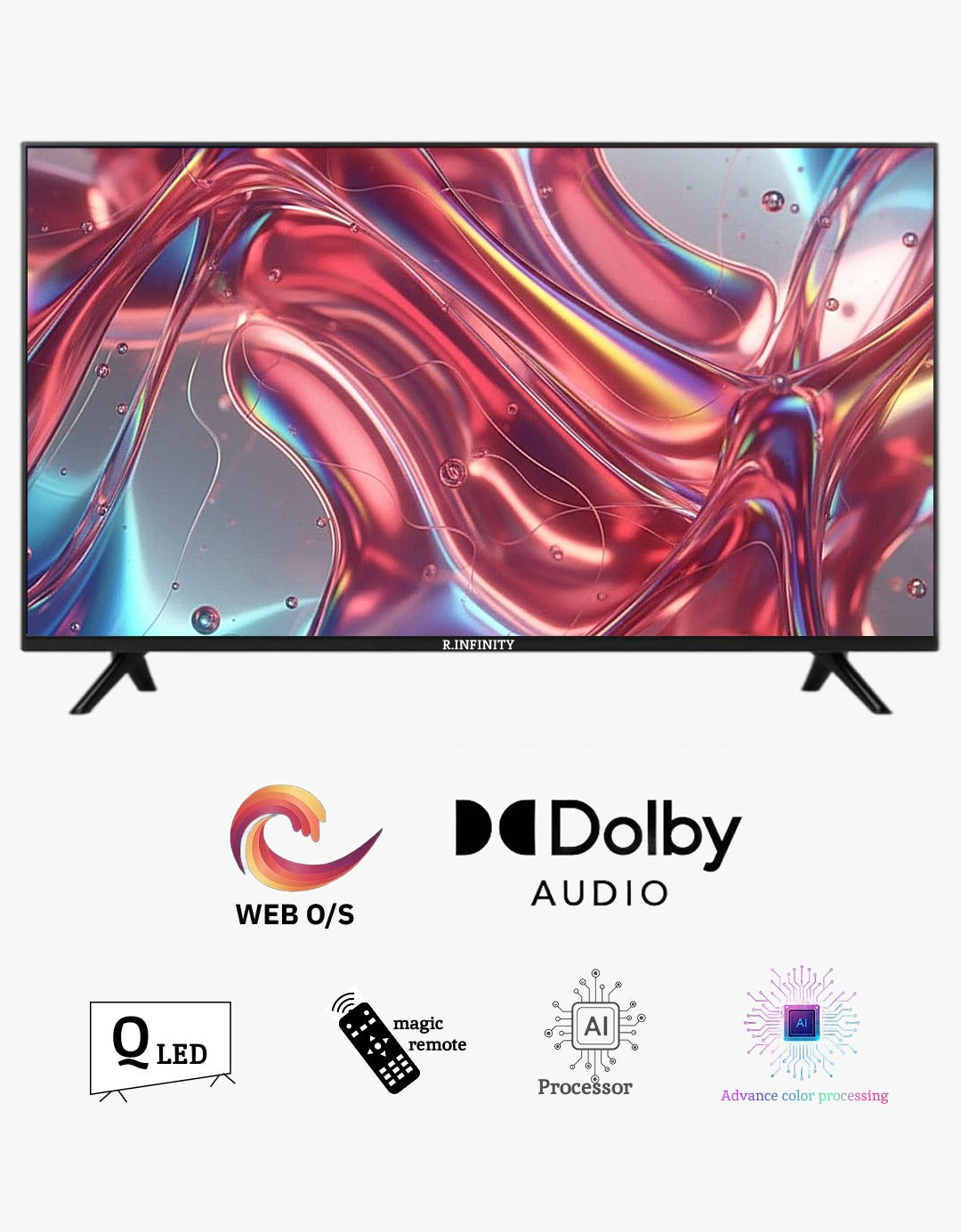 R INFINITY 75 Inch QLED 4K HDR WebOS Smart TV